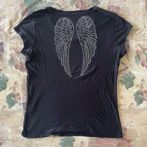 Aeropostale Black Short Sleeve Top with Angel Wings